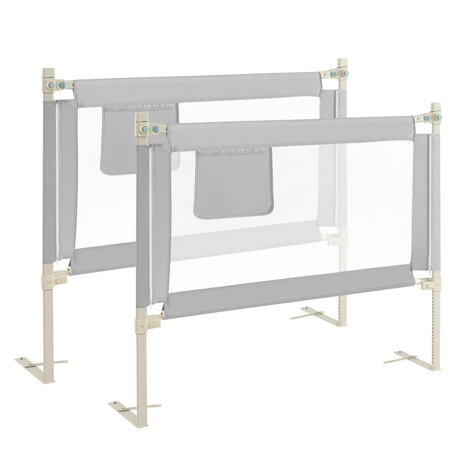 2PCS 47" Bed Rails for Toddlers Vertical Lifting Baby Bed Rail Guard w/Lock Grey