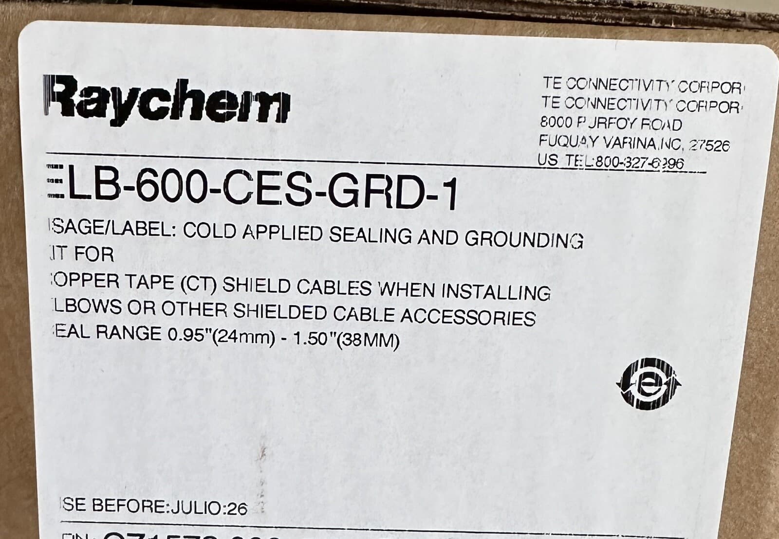TE Connectivity Raychem ELB-600-CES-GRD-1 Cold Applied Elbow Seal Kit- 3 Unit.