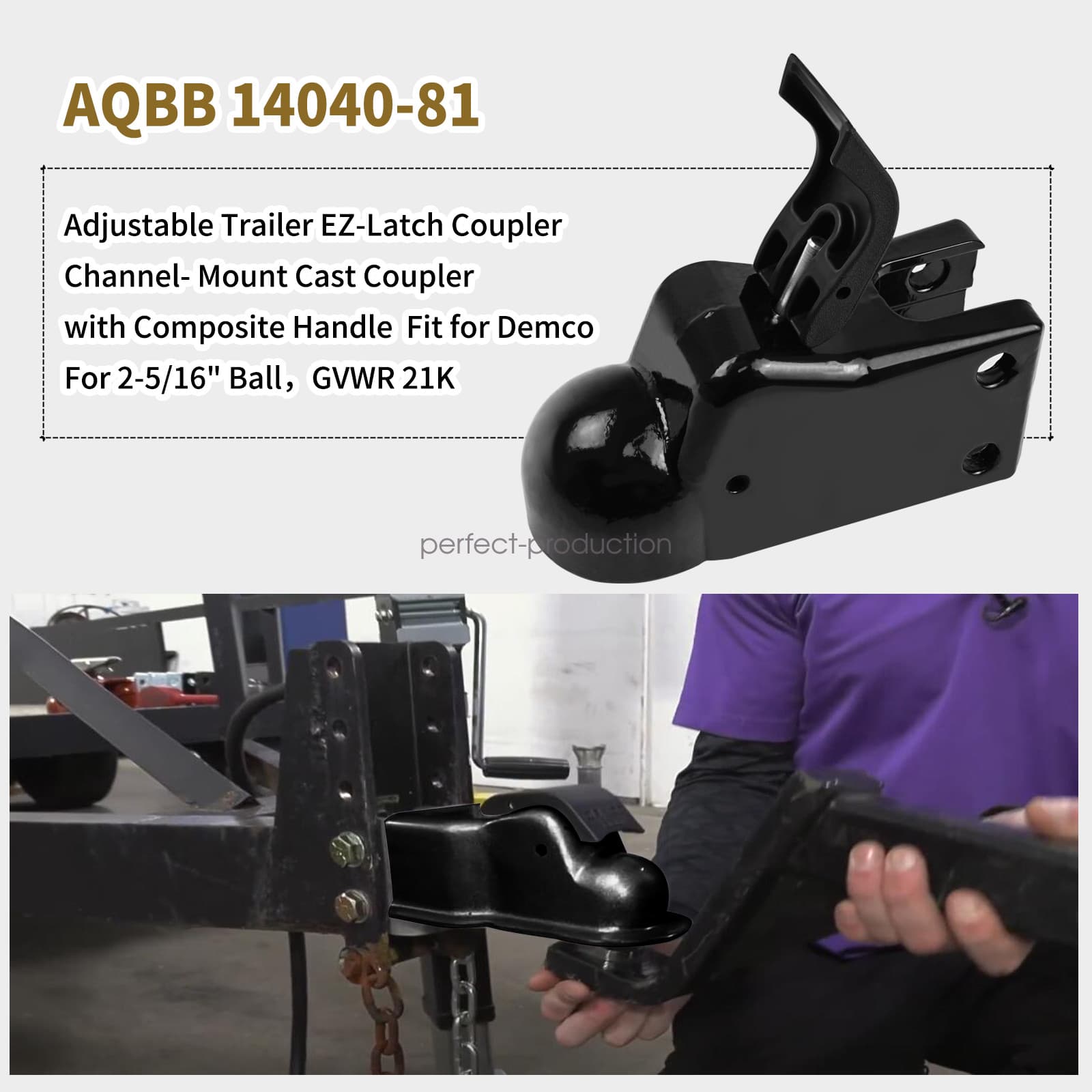 Fits Demco Channel-Mount Coupler 2-5/16" Ball Bolt-On w/EZ Latch Handle 21K GVWR 2