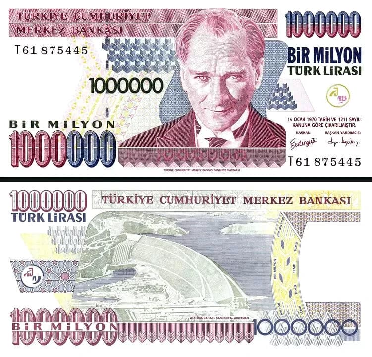TURKEY 7.th EMISSION 1982-2002, UNC SET, 12 PCS, 10 TO 1 MILLION 2