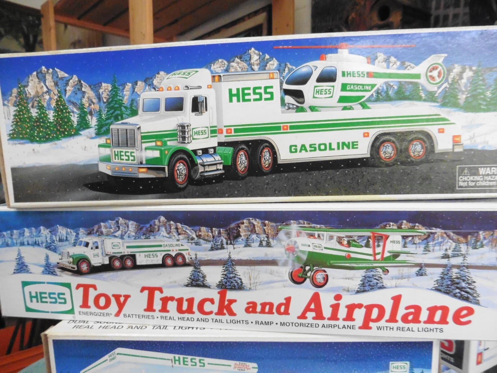 lot of 4 hess truck emergency truck patrol car helicopter airplane 4