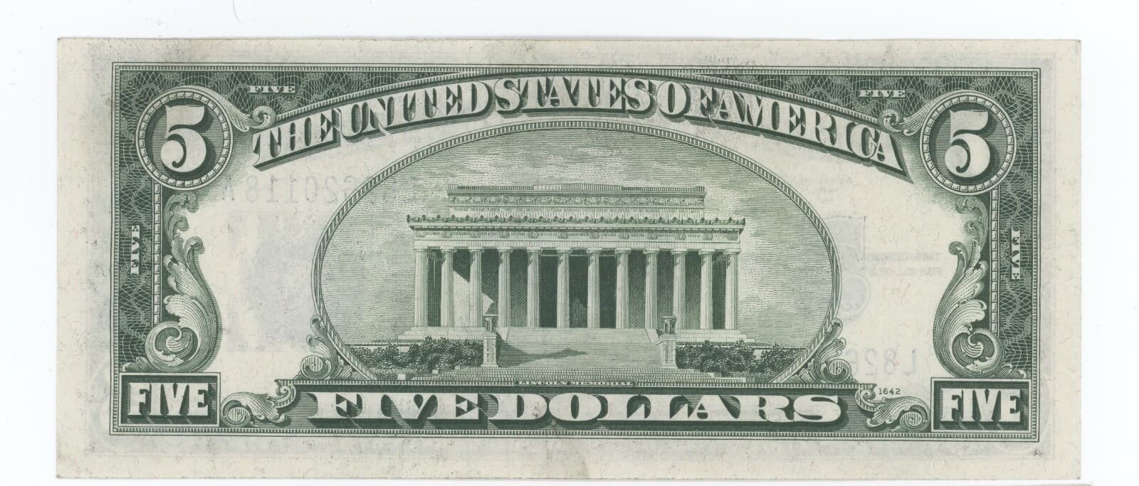 1934B $5.00 Two Consecutive Silver Certificates  Julian - Vinson F-1652 4