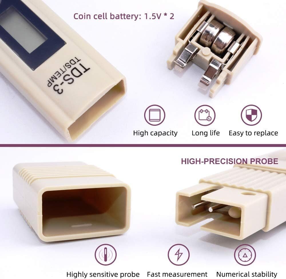 Handheld Water Quality Hardness Purity Digital LCD Meter 0-9990 PPM TDS TDS-3 5