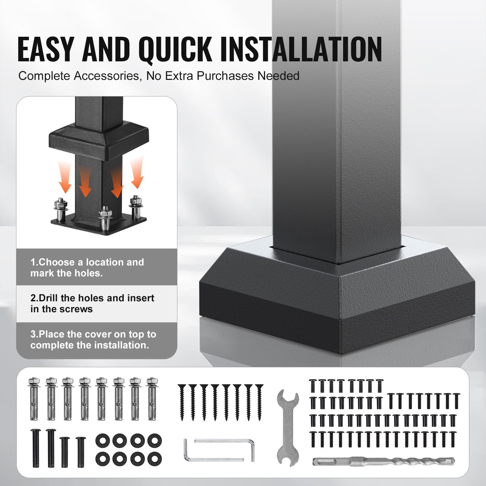 Uimoso 5 Steps Handrail Outdoor Stair Railing for Porch Deck Black Retro Arch 4