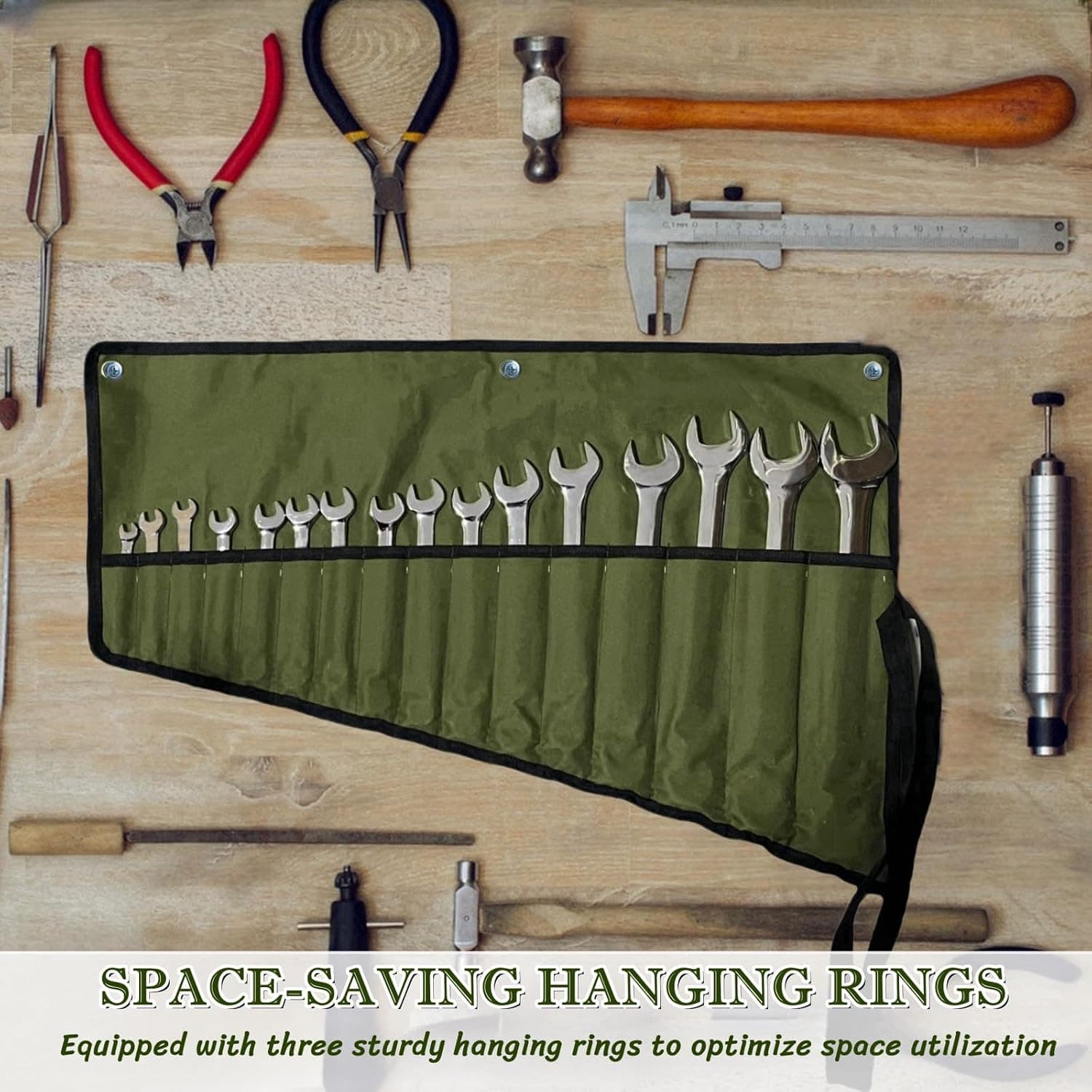 16 Pockets Wrench Roll up Pouch, Wrench Roll Organizer and Tool Storage, Rolled 6