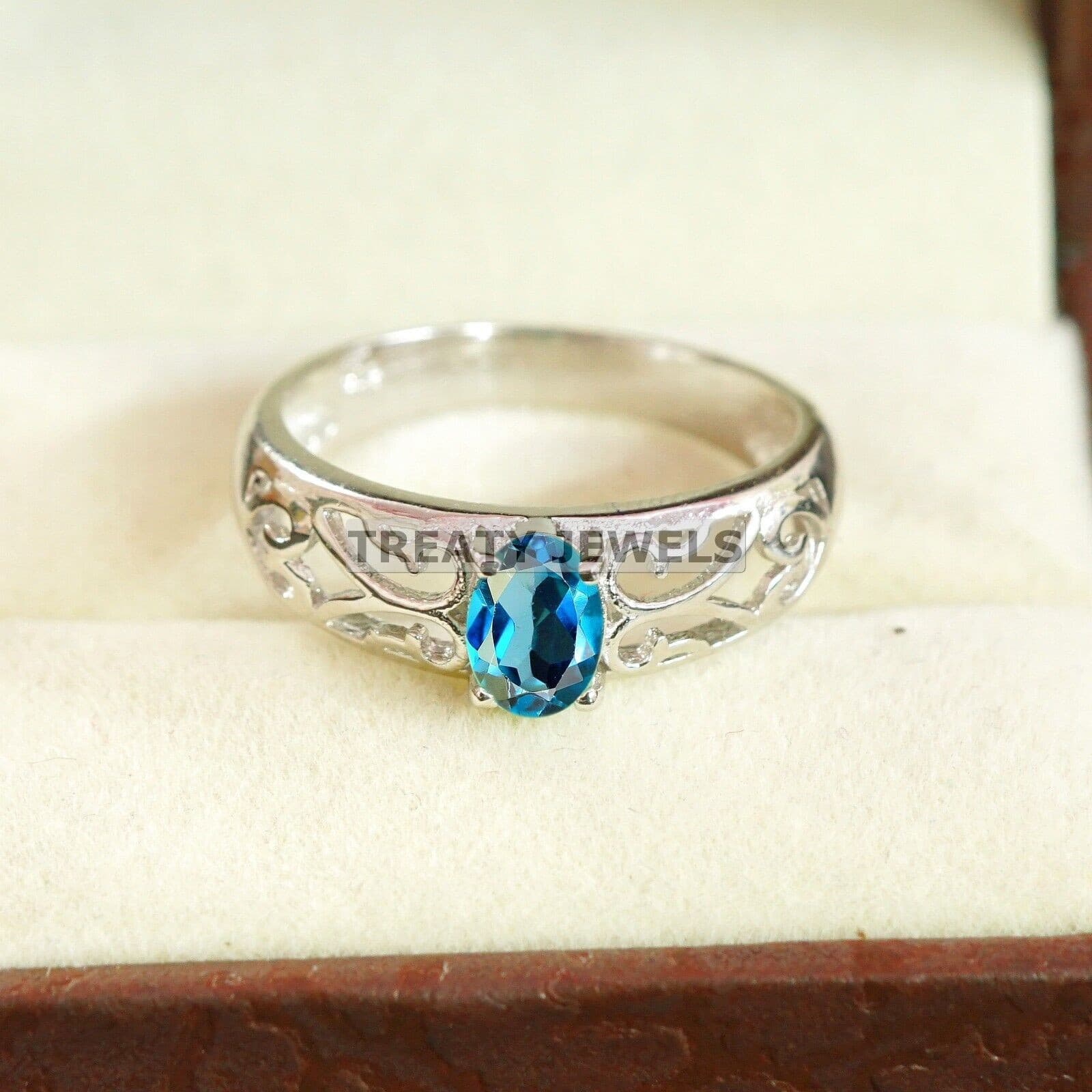 London Blue Topaz Oval Gemstone With 925 Sterling Silver Ring For Men's #B215 #