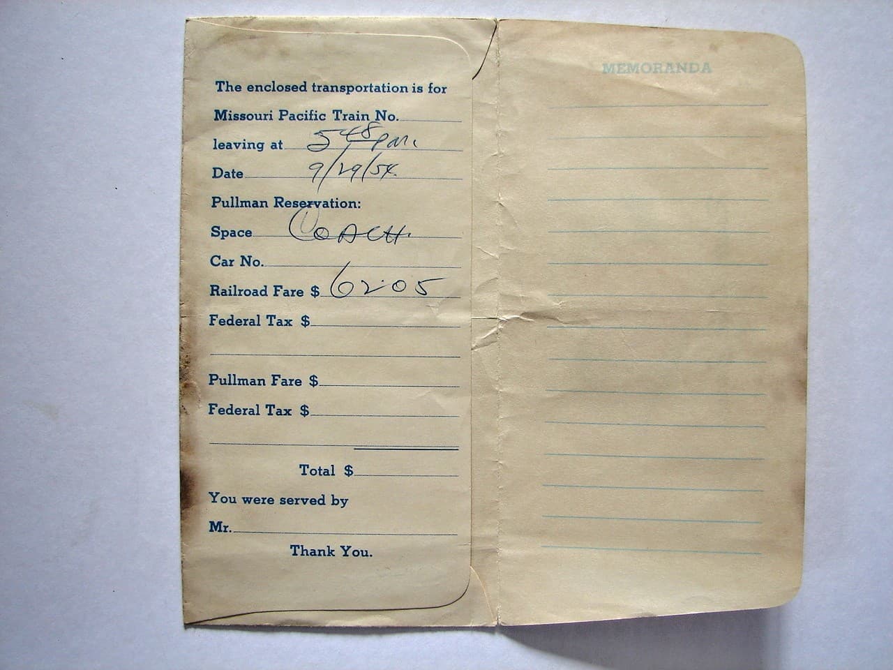 3 Railroad Passenger Ticket Envelopes Santa Fe Chief Way 1 Foil, MoPac Eagles 5