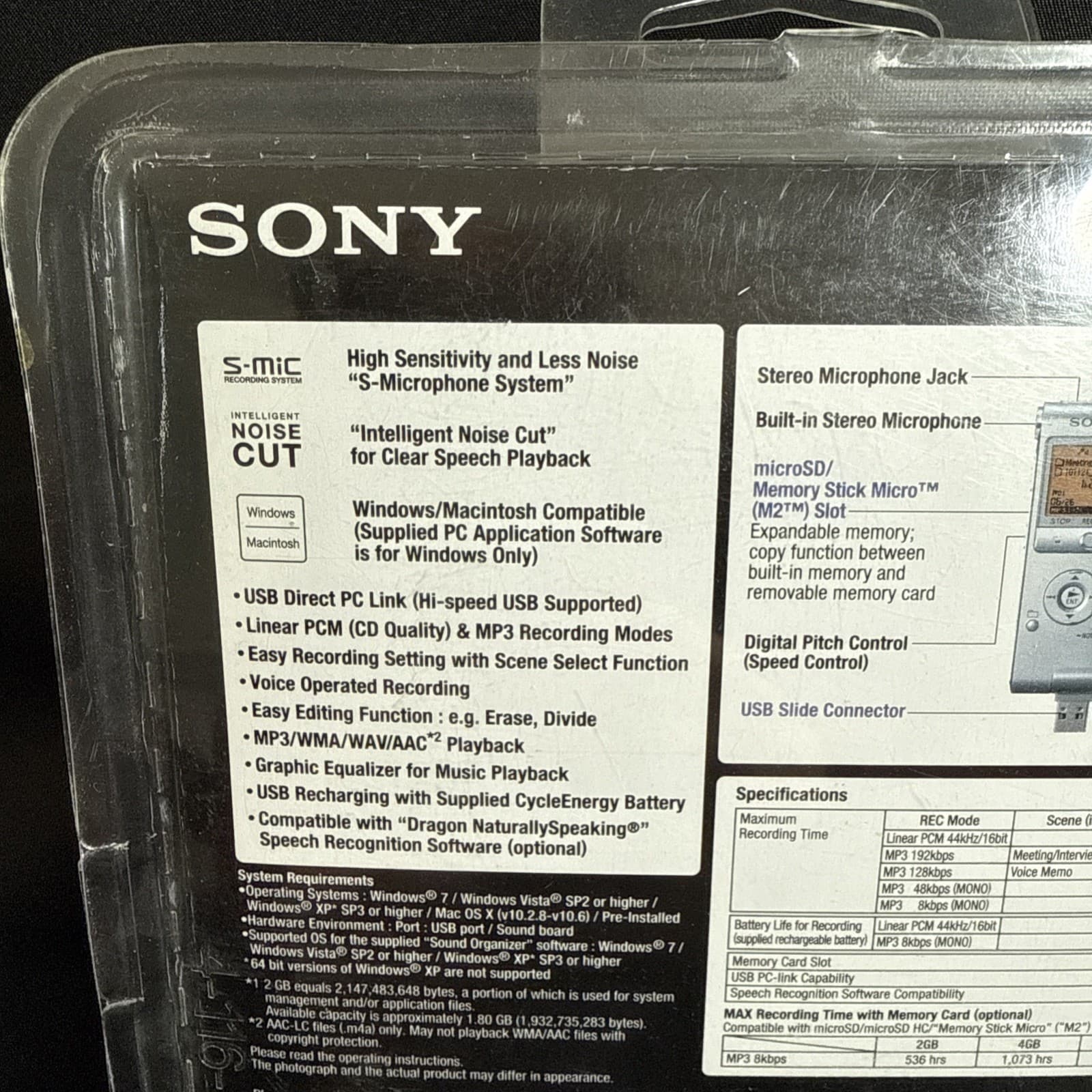 Sony ICD-UX512 Stereo Portable Digital Voice Recorder Sealed 4