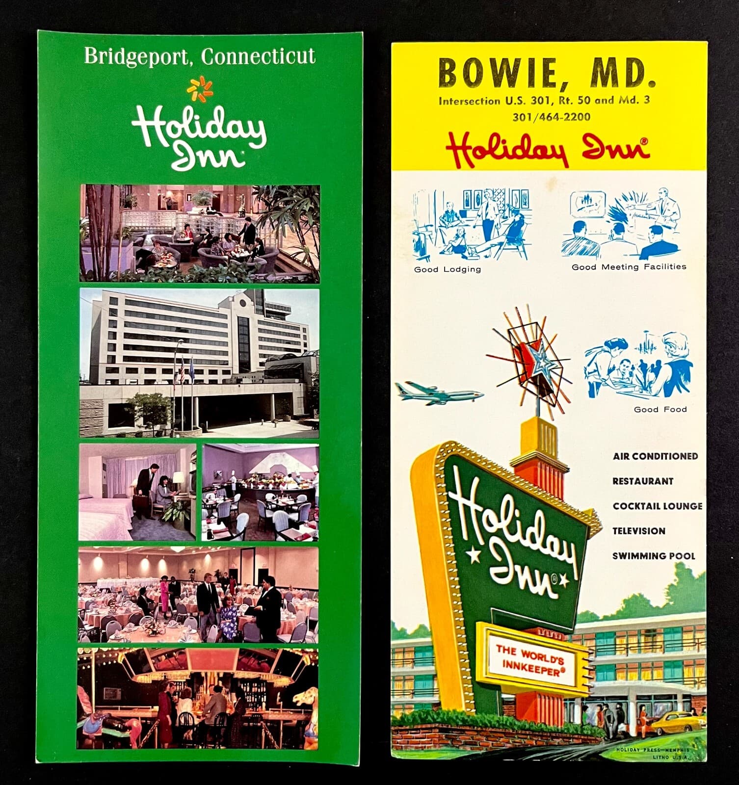 1960s Holiday Inn Maryland & Connecticut VTG Hotel Travel Flyer Ad Card Lot of 5 2