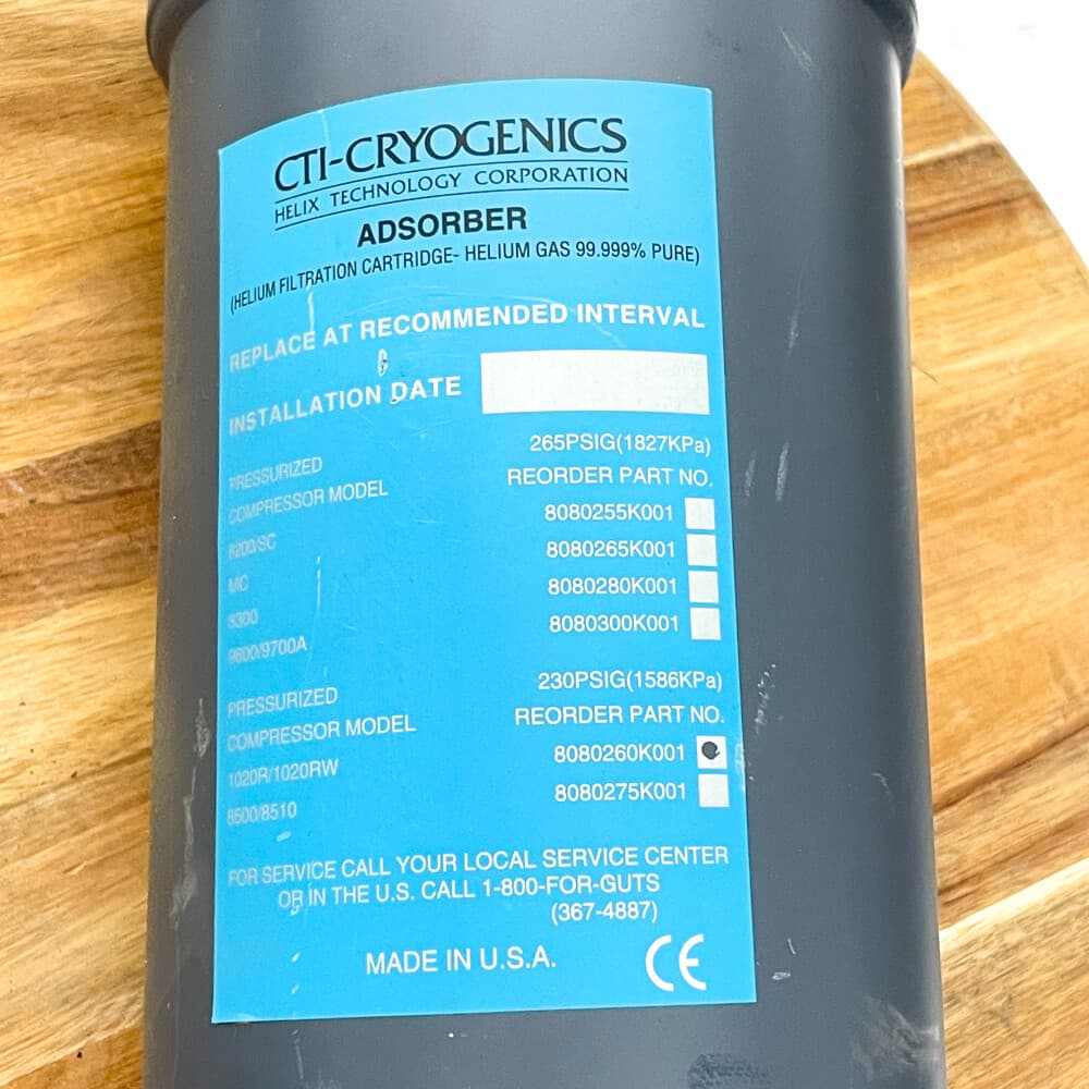 CTI-Cryogenics 8080260K001 Adsorber Helium Filtration Cartridge Made in USA 2