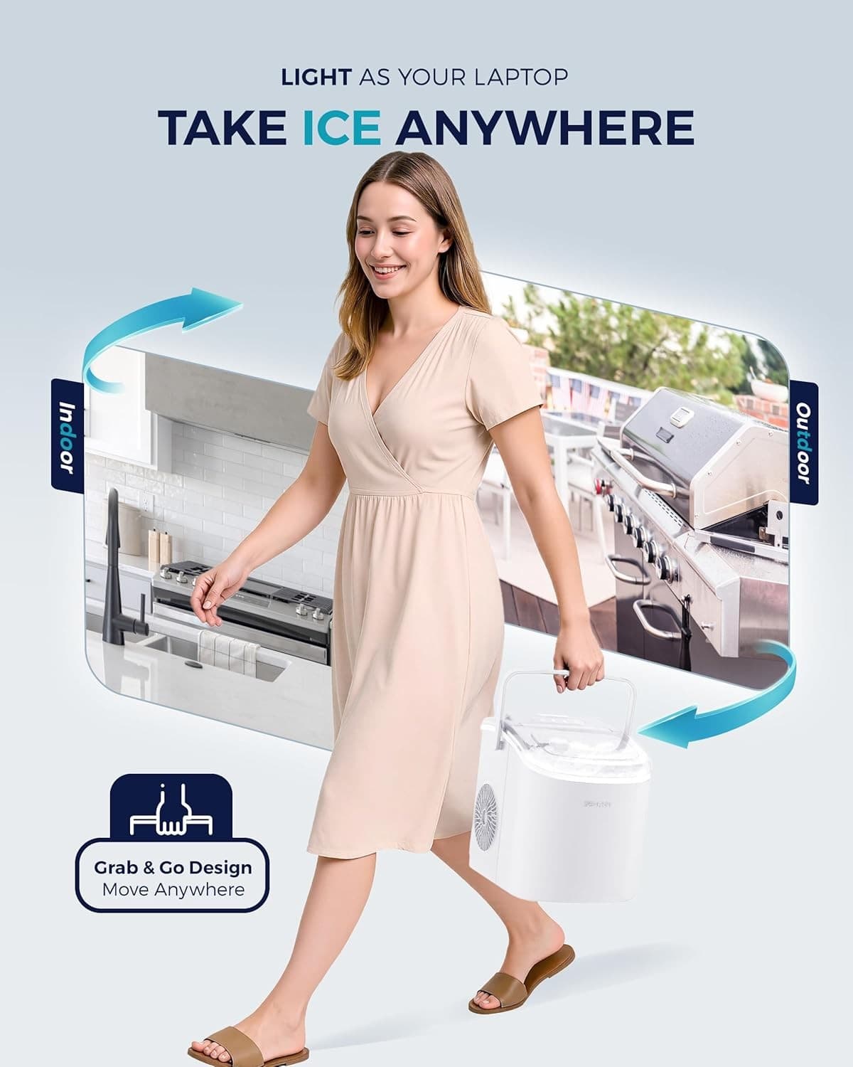 Countertop ice maker with handle, 26 lbs per day, makes 9 ice cubes in 6 minutes 5