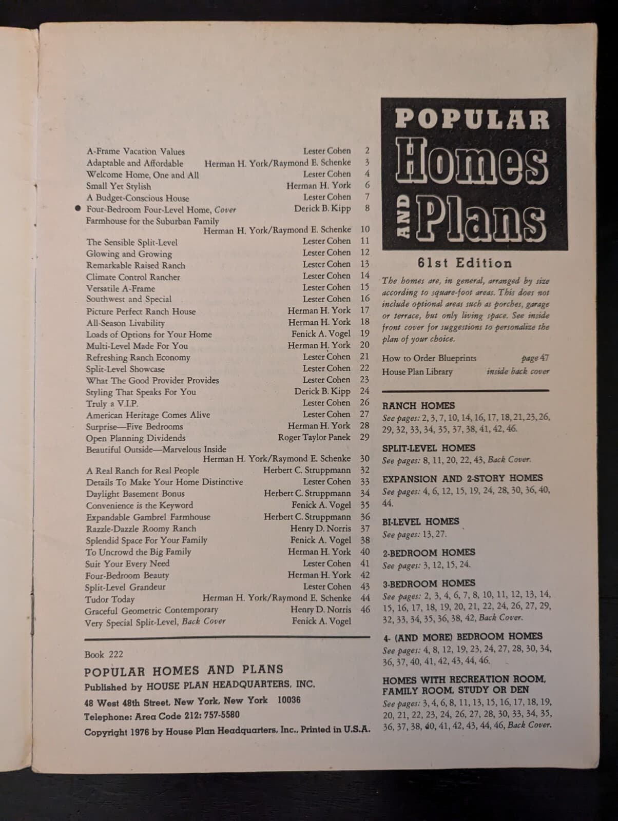 Vintage 1976 Popular Homes And Plans 61th Edition Building Plans 2