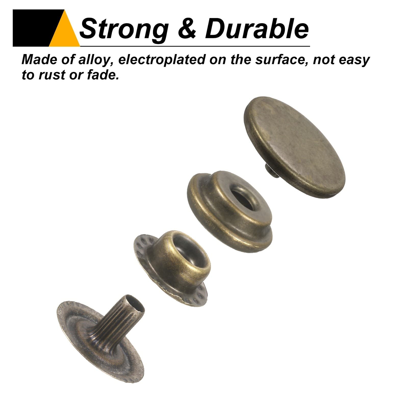 30Set Press-Stud Cap Button 12.5mm Metal Snap Fastener for Clothes DIY, Bronze 4