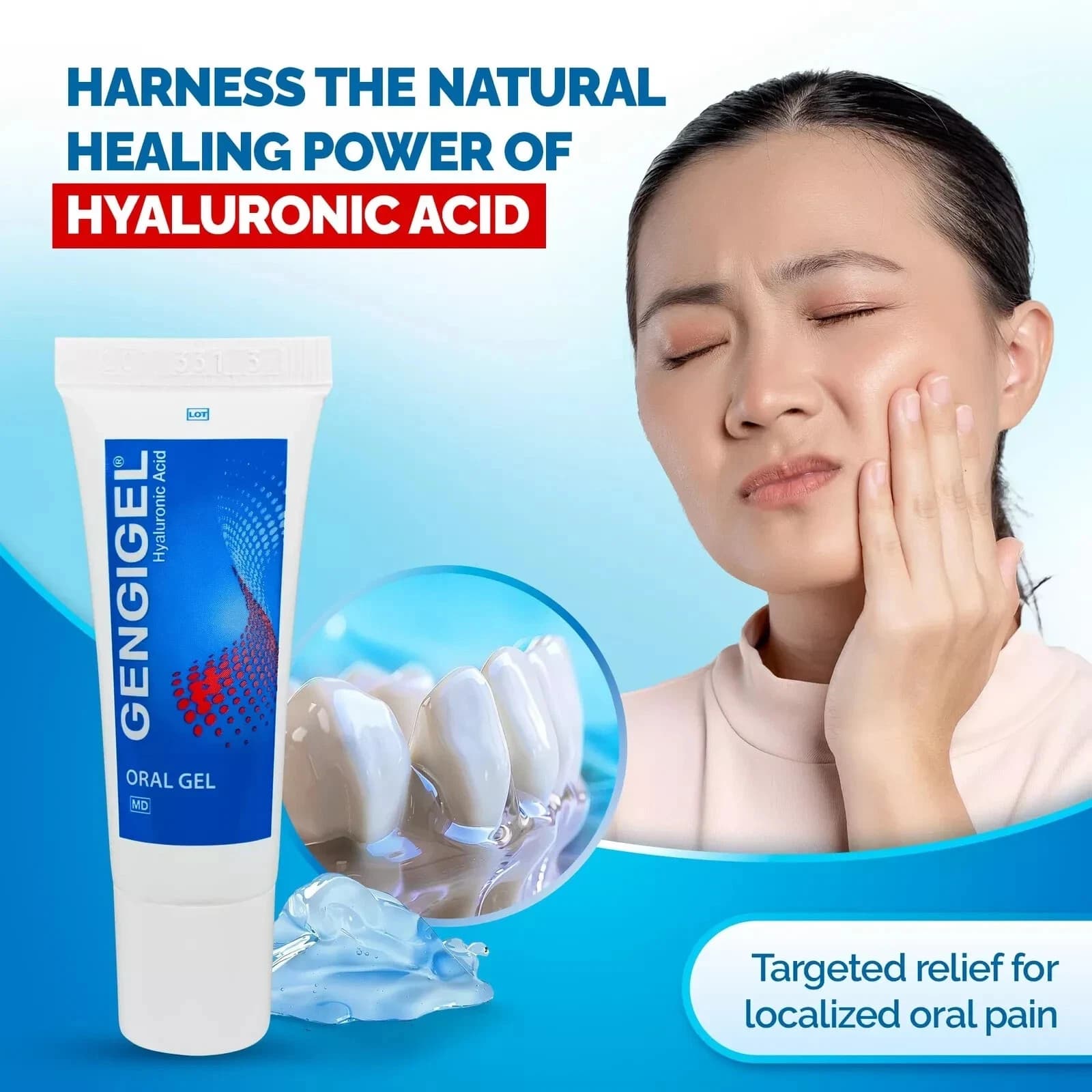 Gengigel gingival gel for damaged gums with hyaluronic acid heals protects 20 ml 3