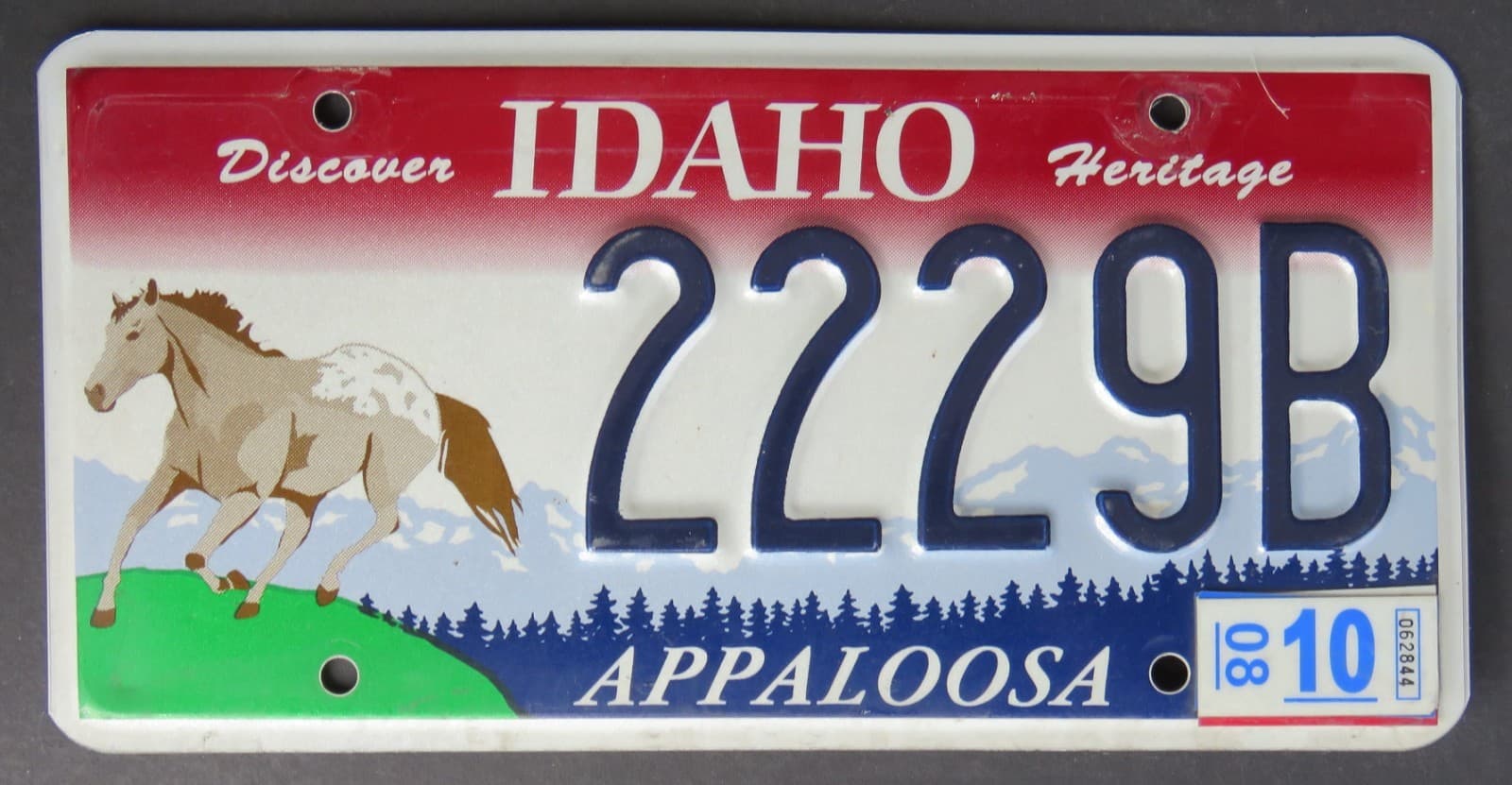 IDAHO APPALOOSA HORSE specialty license plate 2008 2229B embossed older type