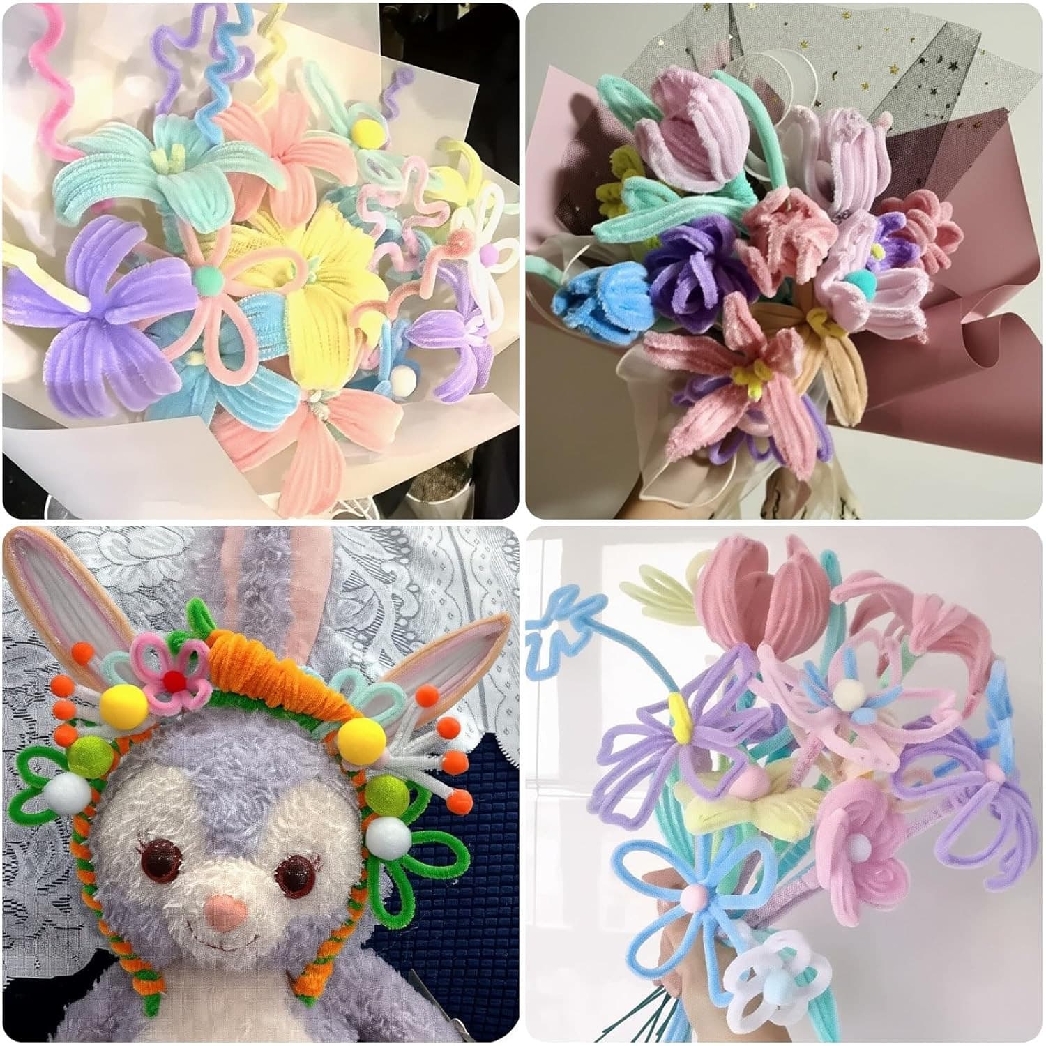 100PCS Pink Pipe Cleaners, Light Pink Pipe Cleaner Chenille Stem for Flower Craf 6