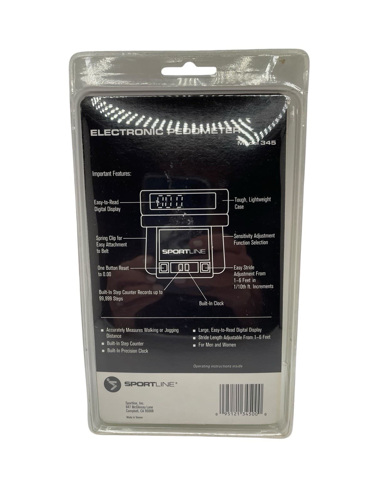 Sportline Electronic Pedometer Model 345 Track Distance Time Steps Exercise NOS 4