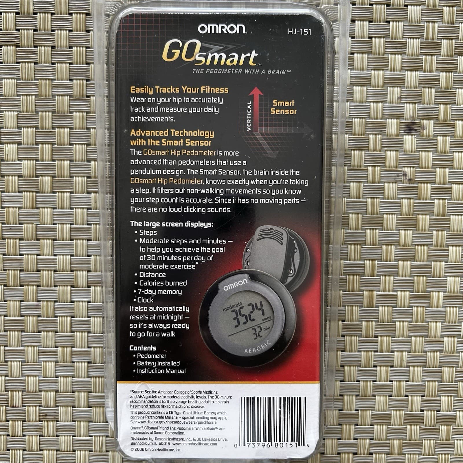 Omron Go Smart HJ-151 Hip Pedometer with Smart Sensor Technology New 2