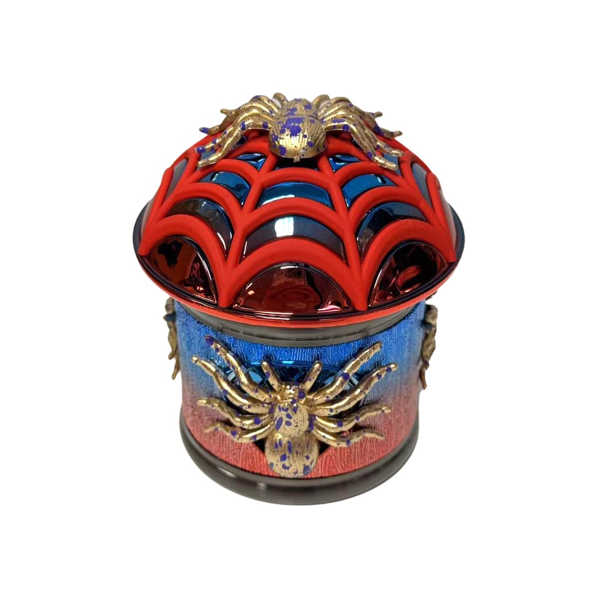 3.1" 4 PC 3D Spider Web Design  Tobacco Herb Spice Grinder Smoke Crusher Shiny 6