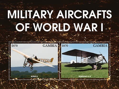 Gambia 2022 - Military Airplanes - Souvenir Stamp Sheet - Scott #3980 - MNH