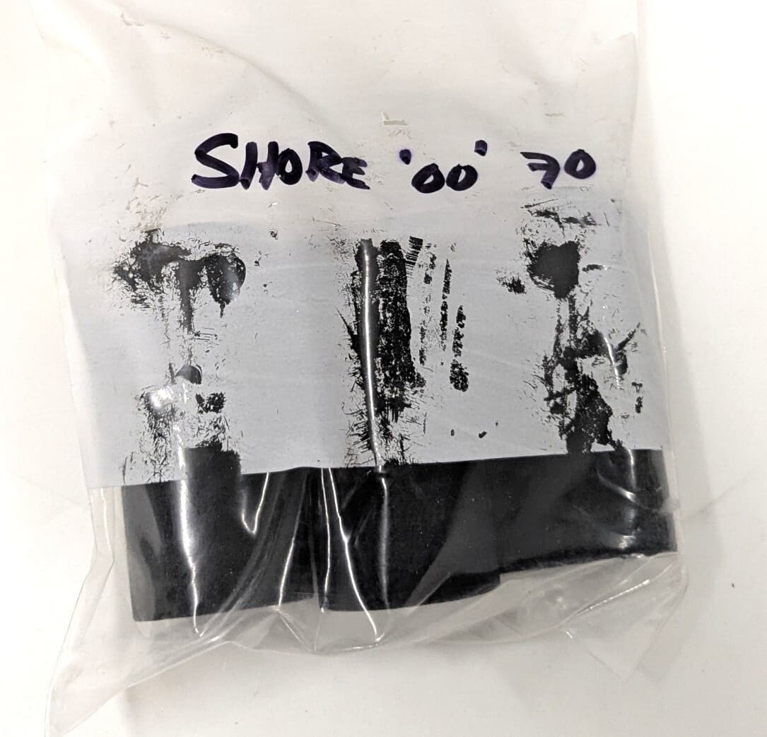 Sorbothane 70 Duro “00” Plugs Bumpers 1.5” D X 1.5” Long 3/8” Hole Pkg 6 3