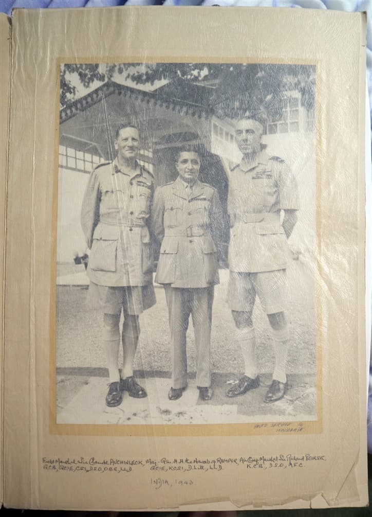 Original 1943 Photograph General Auchinleck / Nawab Of Rampur / Air Chief Peirse 3