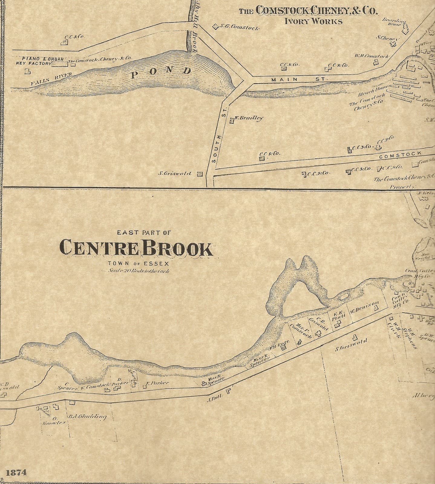 Essex  Deep River Centerbrook  CT 1874  Maps with Homeowners Names Shown  5
