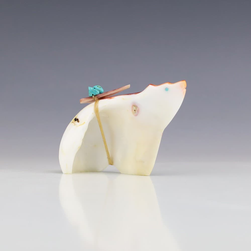 NATIVE AMERICAN ZUNI SPINY OYSTER BEAR FETISH BY LELAND BOONE & DAPHNE QUAM 6