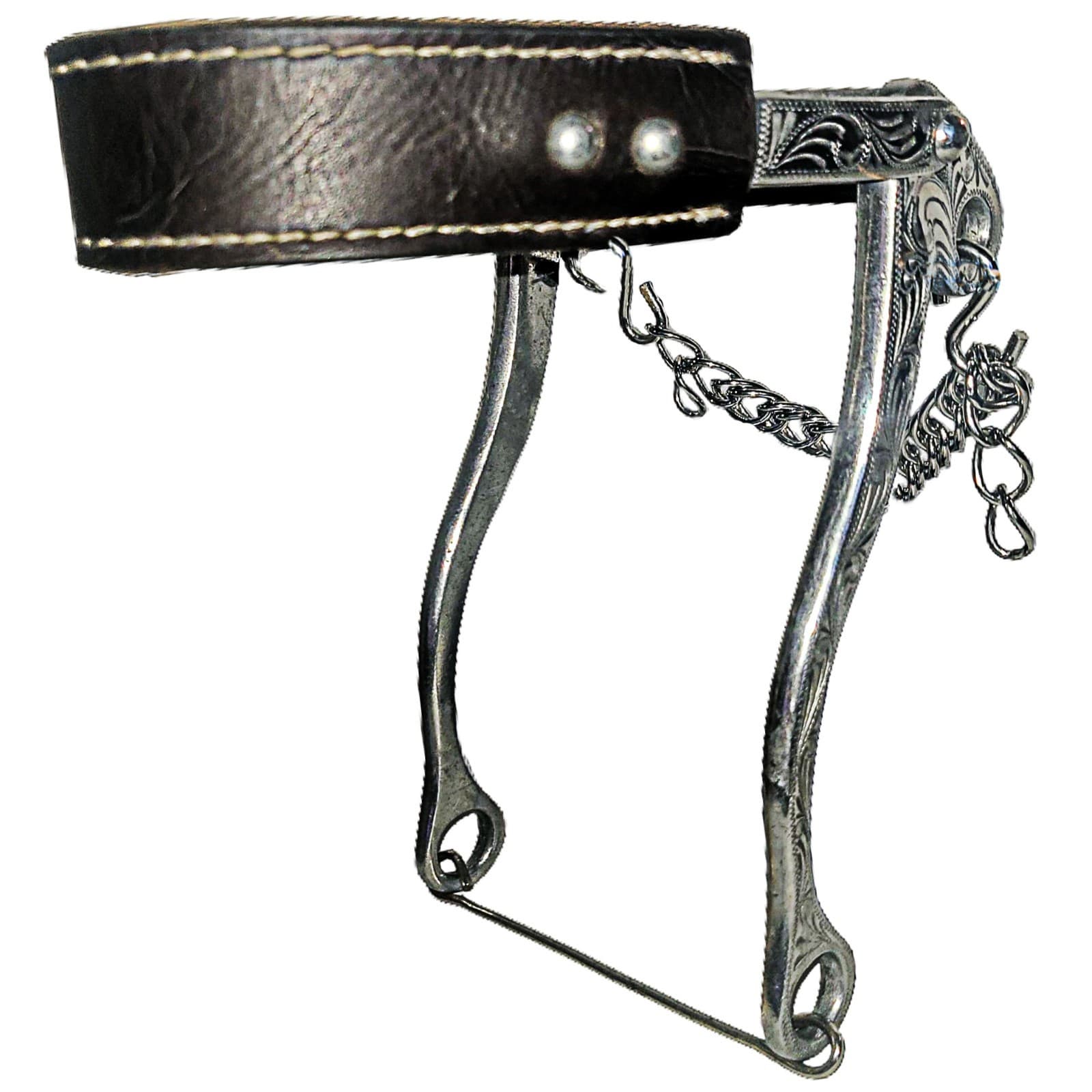 Engraved Aluminum Leather Noseband Unmarked Mechanical Roping Gaming Hackamore