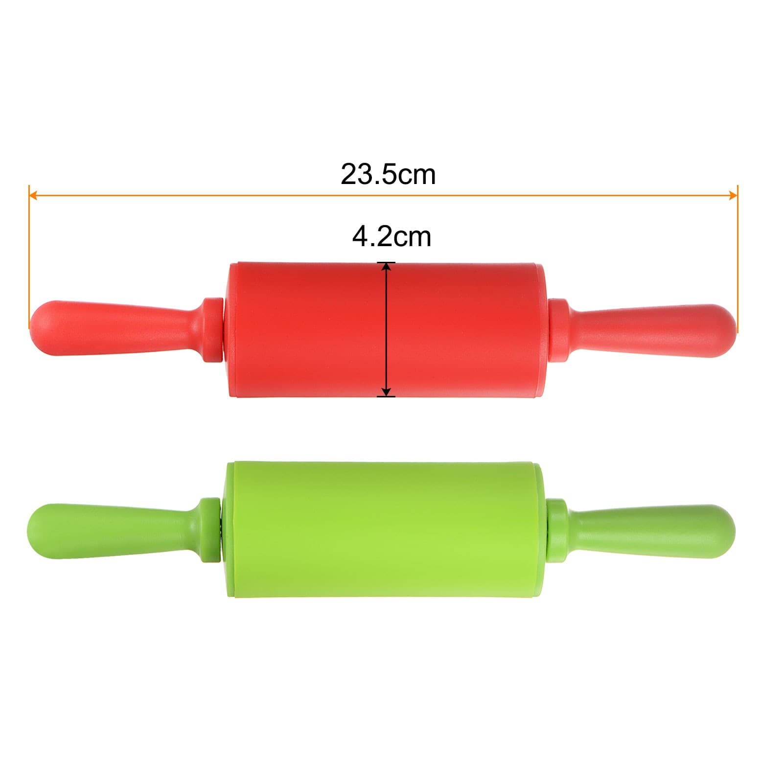 Silicone Rolling Pins for Baking 23.5cm x 4.2cm Red & Green 2
