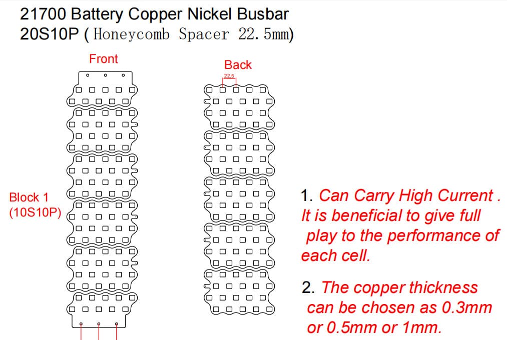 20S10P Copper Nickel Busbar Custom Special-shaped 21700 Cells Spot Welding Sheet