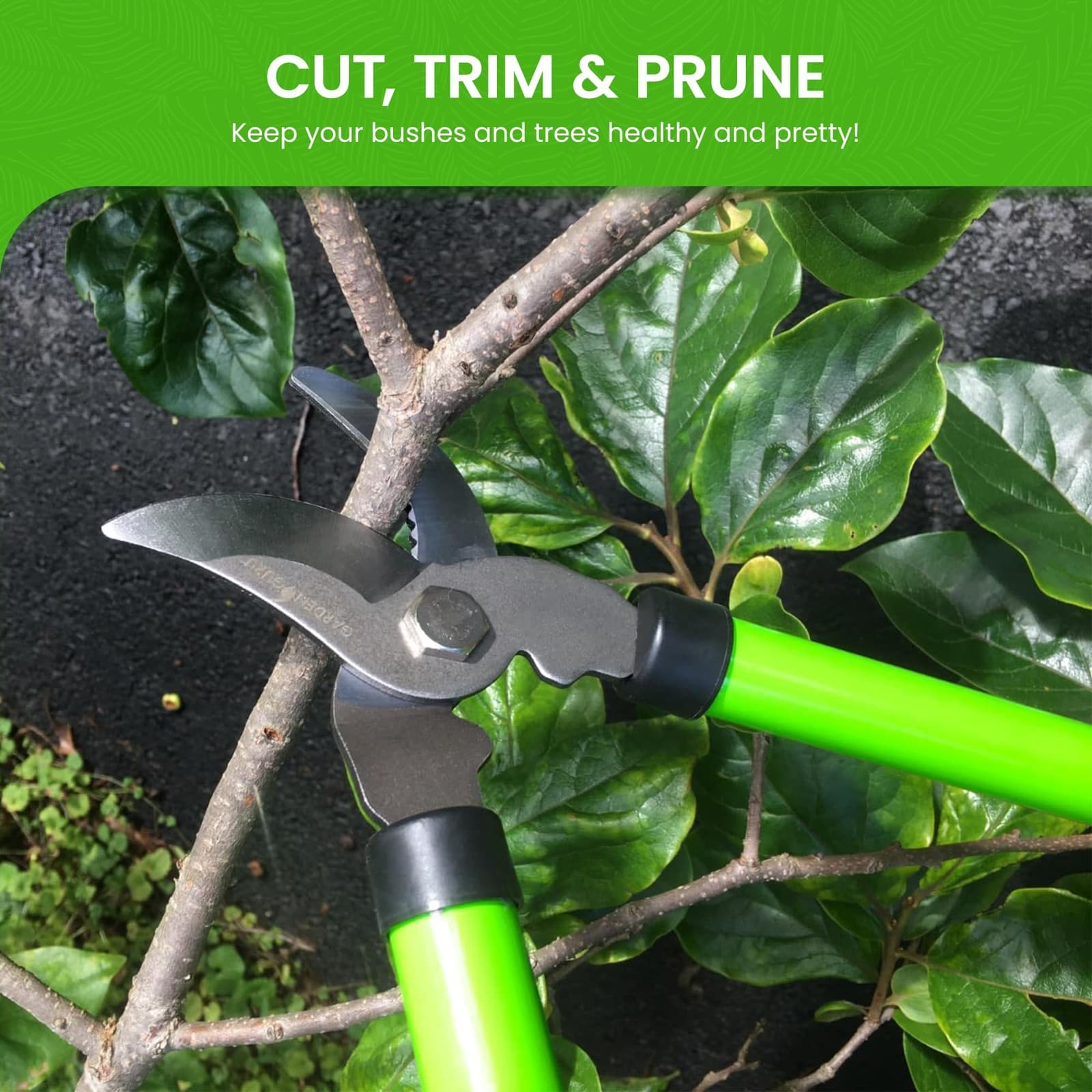 GARDEN GURU Bypass Loppers Tree Trimmer Clipper Compact 15 inch High Carbon 2
