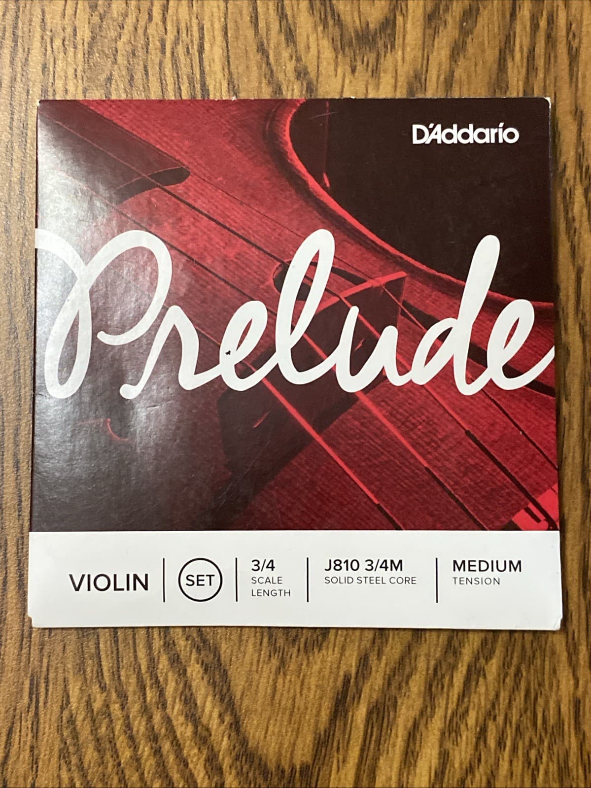 D'Addario Prelude Violin String Set, 3/4 Scale, Medium Tension.
