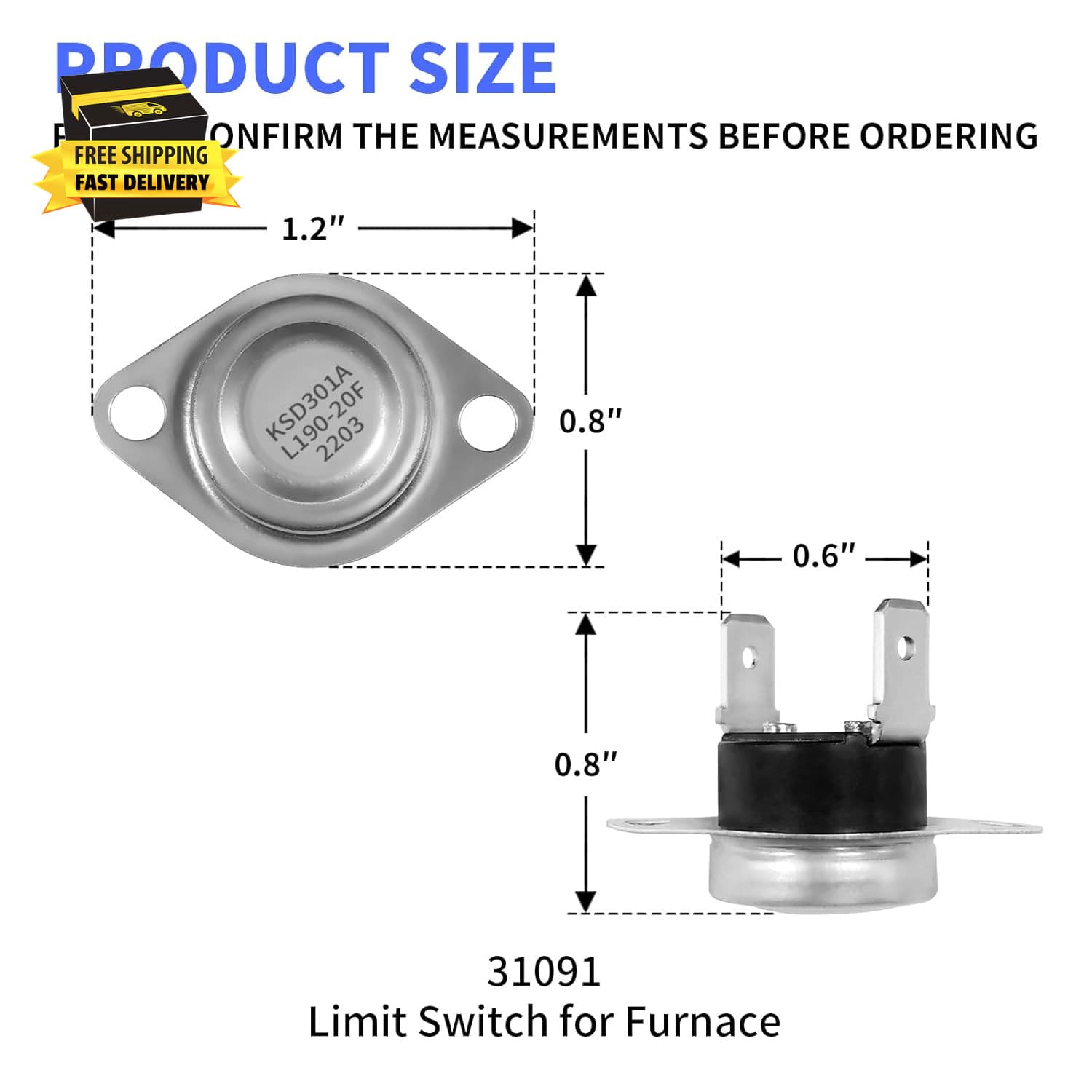 31091 Limit Switch Replacement 190℉ High Temperature Limit Switch for Atwood/Hyd 2
