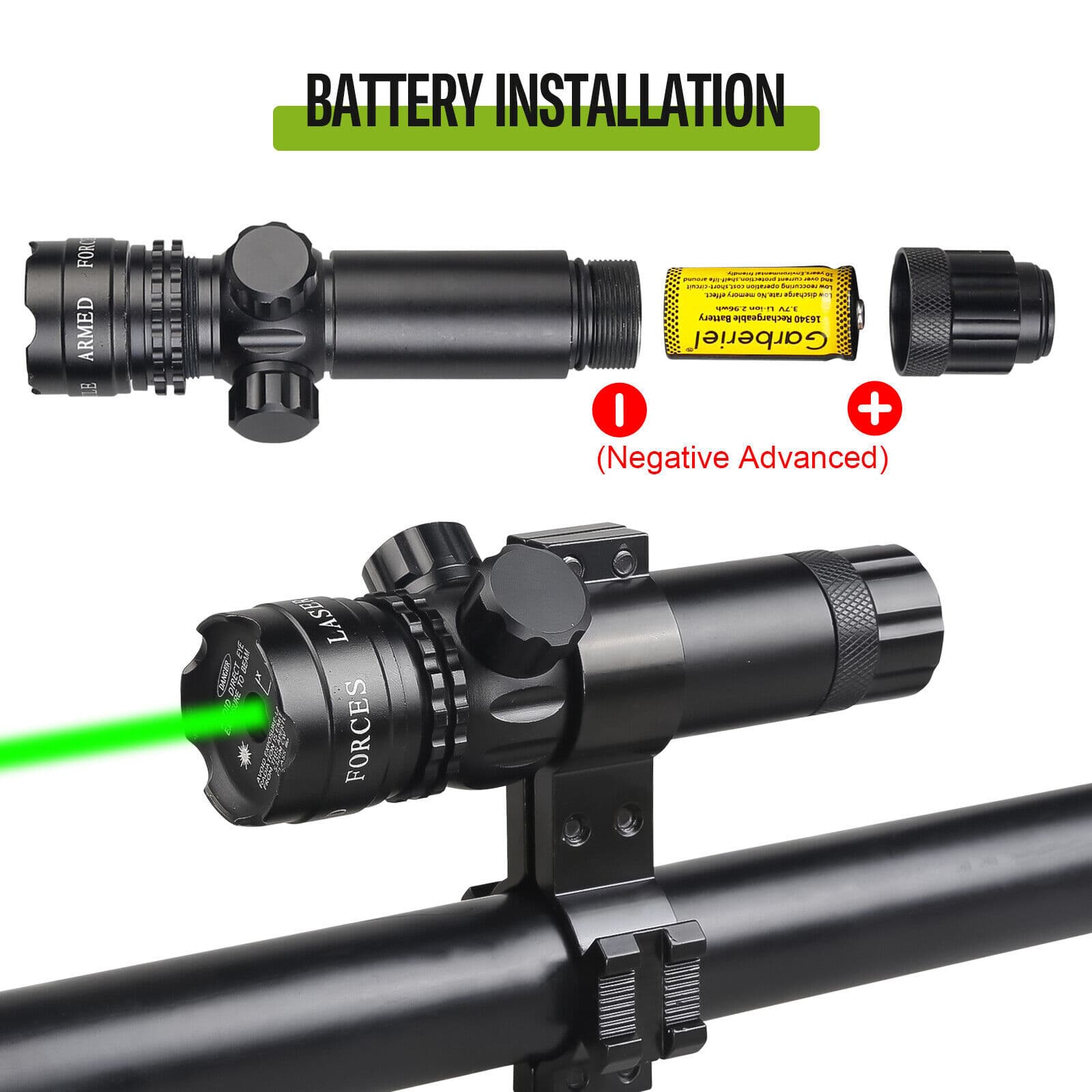 Tactical Green Laser Sight Rifle Gun Dot Scope Rail with Switch - Barrel Mounts 2