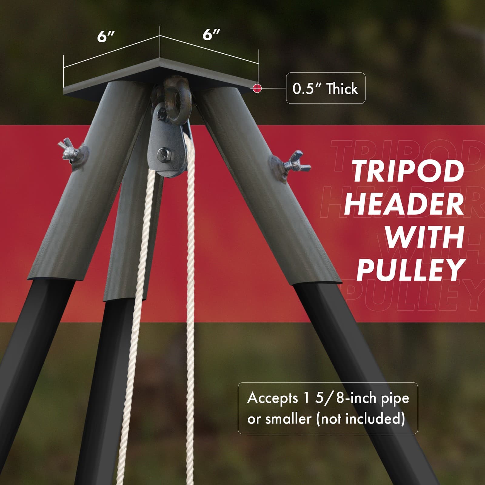 Boss Buck Tripod Header with Pulley, Deer Feeder Attachment, Feeder Not Included 3