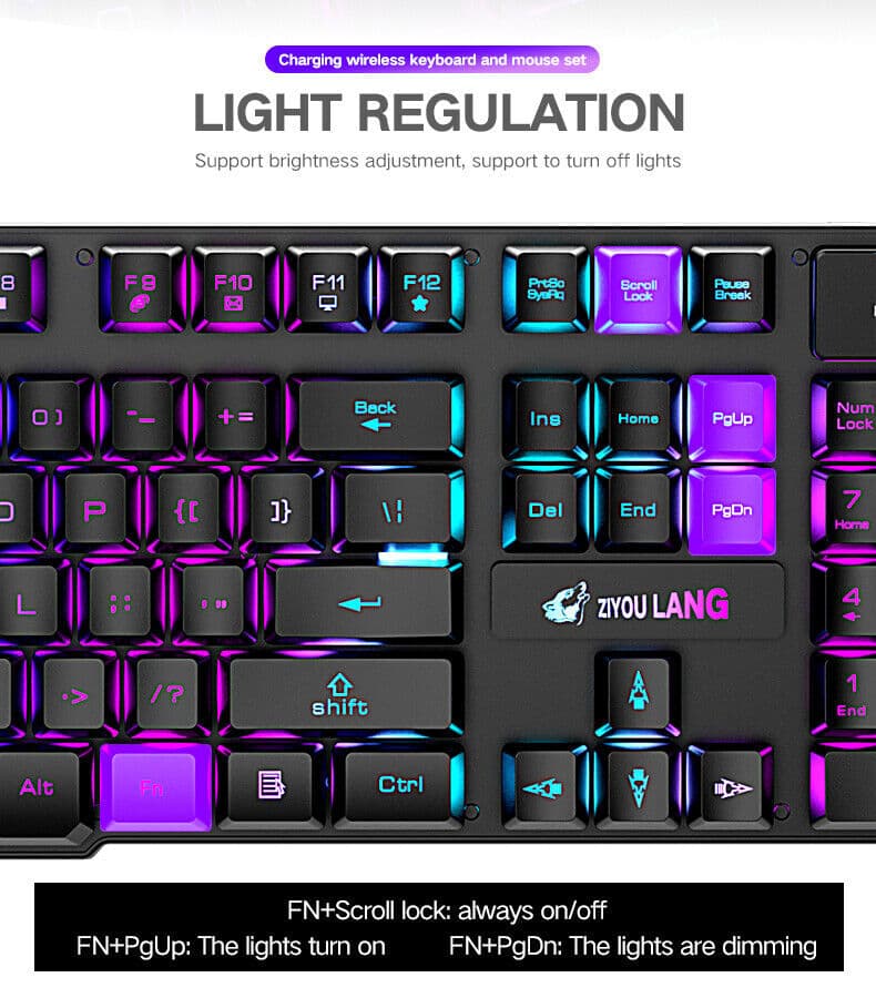 Wireless Gaming Keyboard and Mouse & Mat Combo Mechanical Feel Backlit for PC 3
