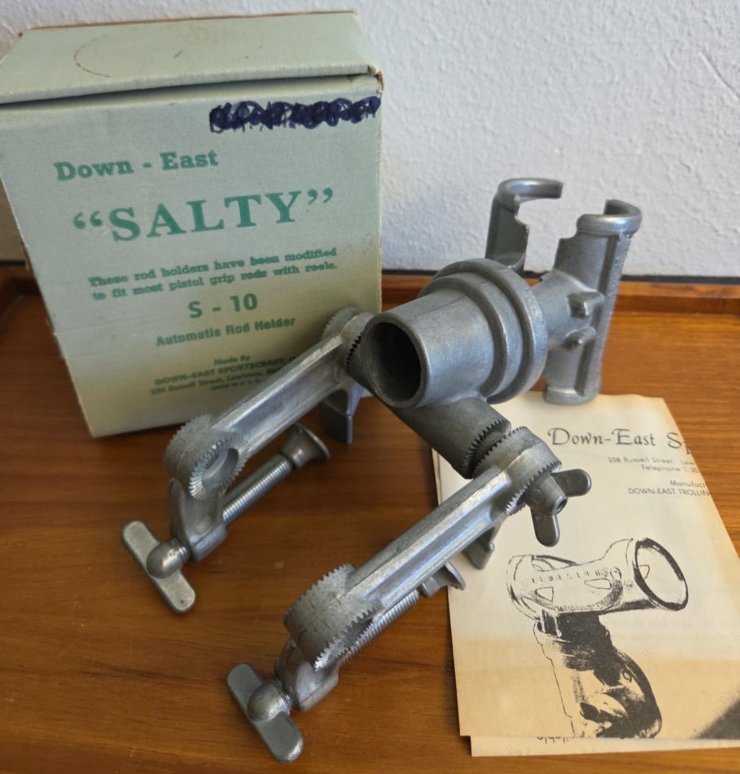 Vintage Down East Salty S-10 New Box Fishing Rod Holder Sportscraft Maine Unused