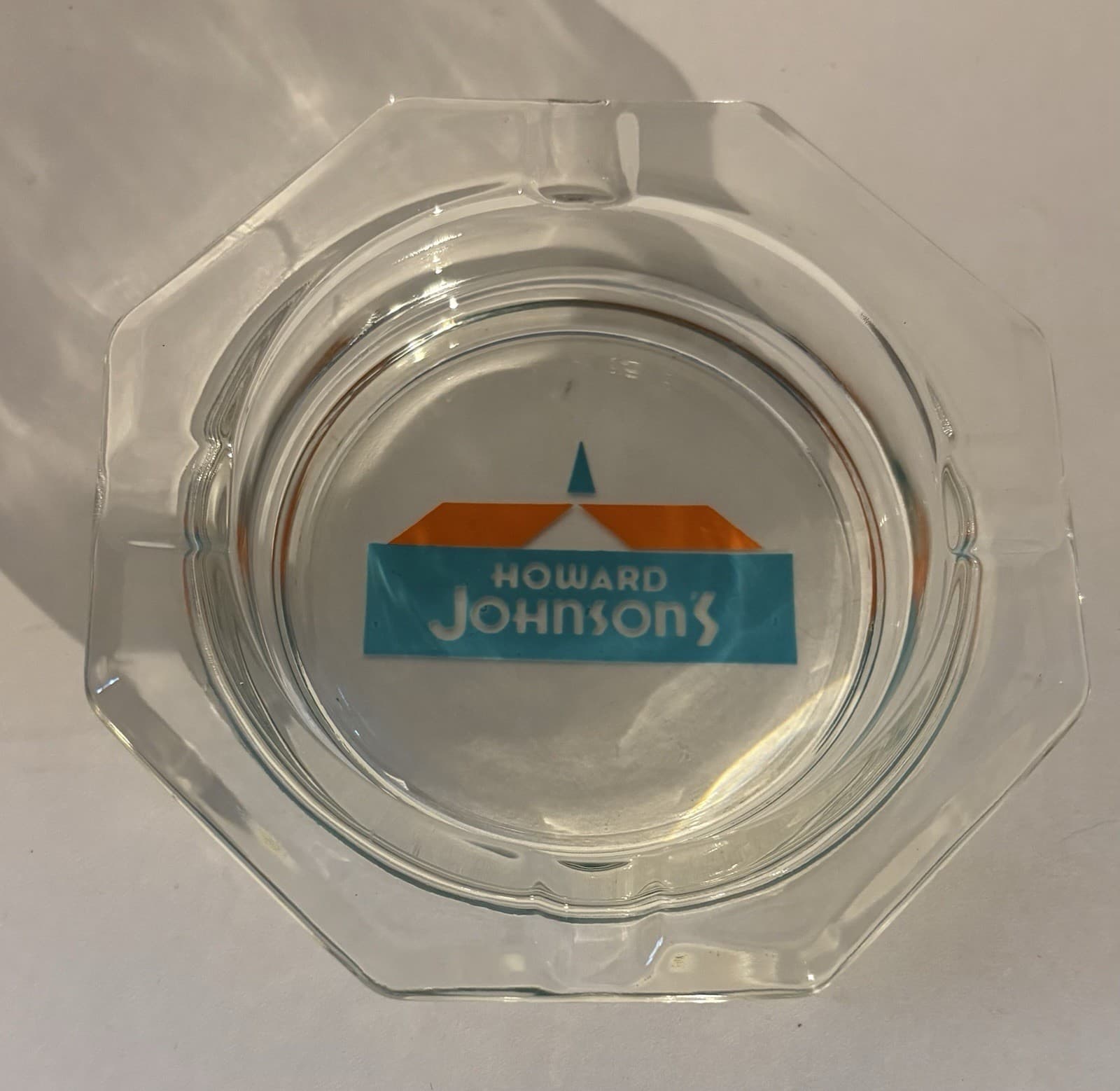 Vintage Howard Johnson’s Hotels Logo Glass Ashtray 4.5" Hexagon