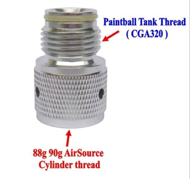 Used 88g 90g CO2 Cartridge Cylinder Paintball Gun Tank Thread Adapter Silver 3