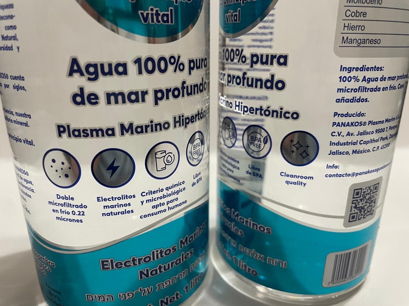 Lot Of 2 Bottles of 1 Lt. SEA WATER Agua De Mar Pure Marine  Lt. Exp July 2026 3