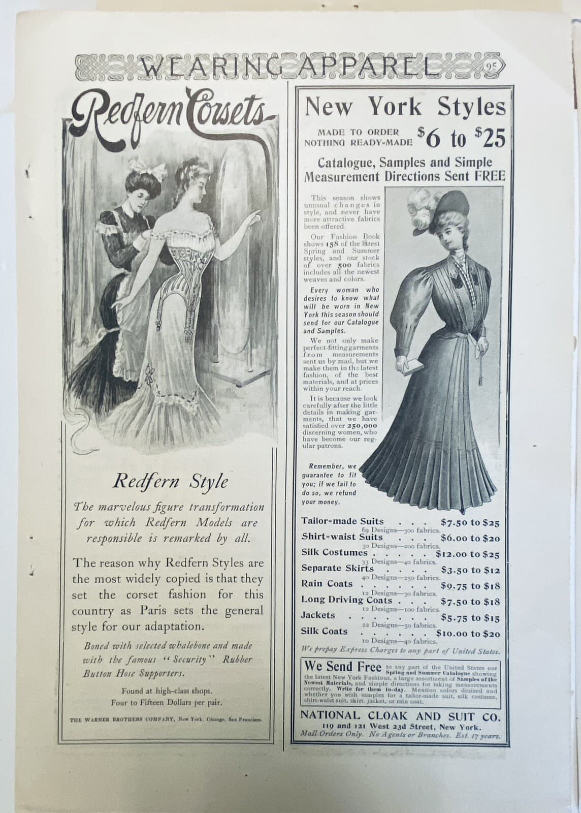 1905 Lot of 3 Vintage Printed Ad Women's Fashions Outfits Page 8x5" dresses LOOK 2