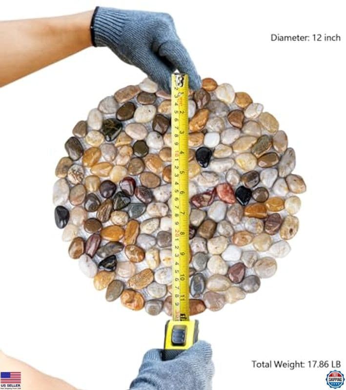 Elegant River Rocks Stepping Stones - 6 Polished Pebbles for Garden Pathway 6