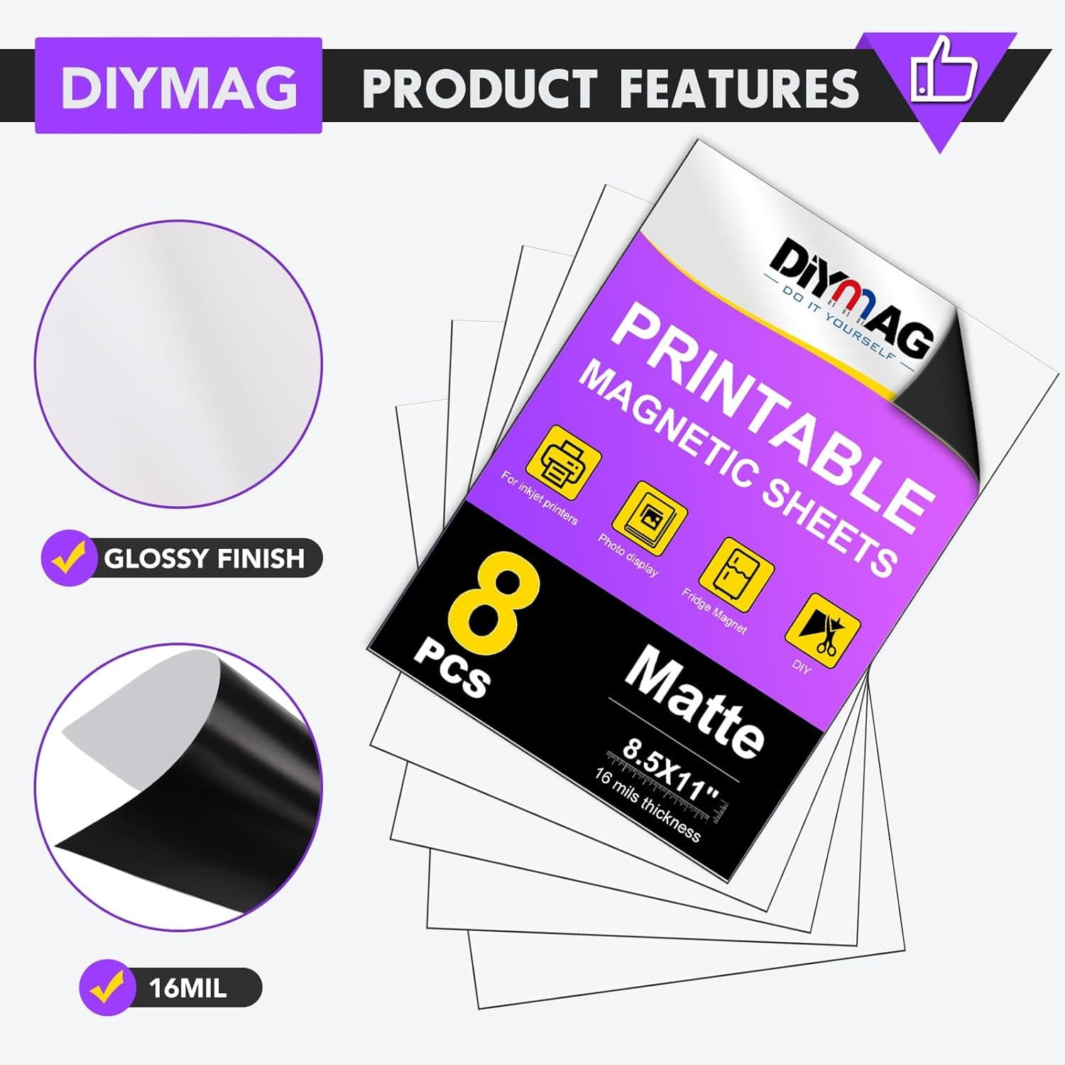 Printable Magnetic Sheets, 8Pcs 8.5 X 11 Inch Flexible Magnet Sheets Matte Non A 3