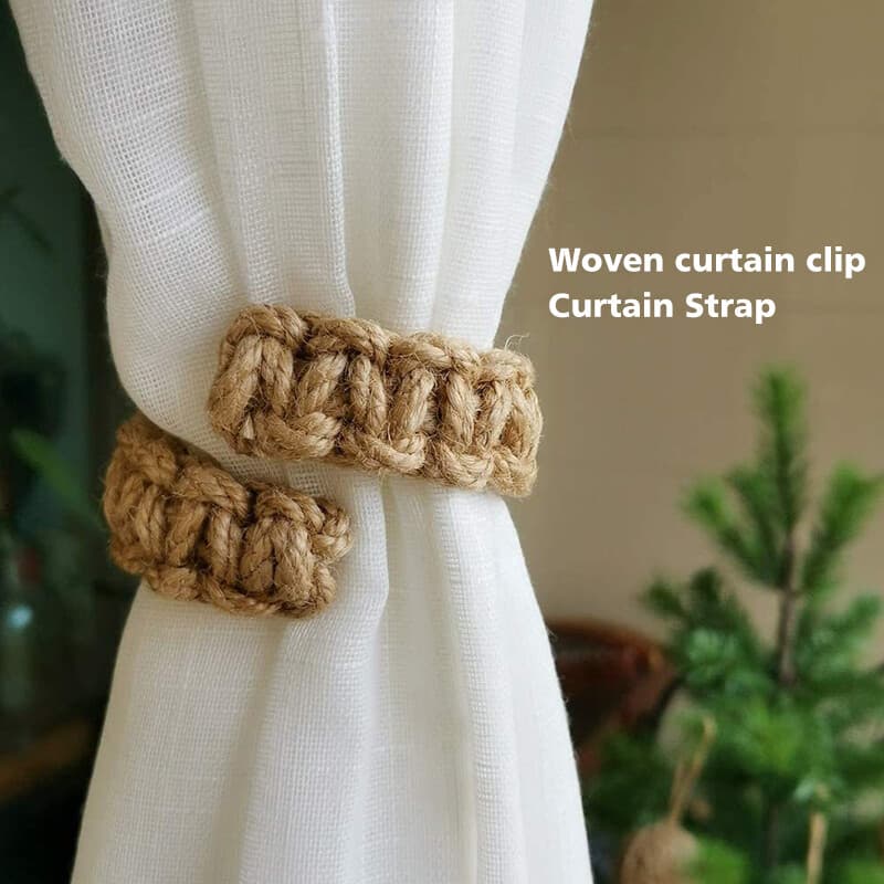 4X Twist Curtain Buckles Jute Braided Curtain Tie Rope Tieback Holder Clips US 4