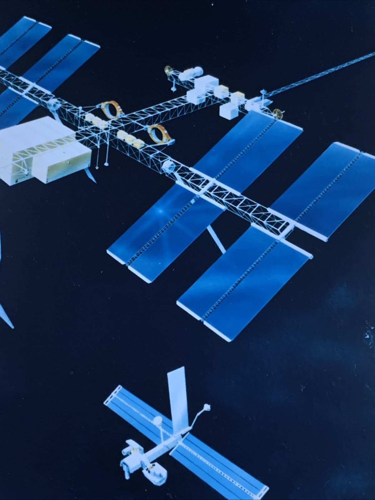 Vintage Illust. of NASA Space Orbiter Docked To Space Station NASA Spinoff 1985 6