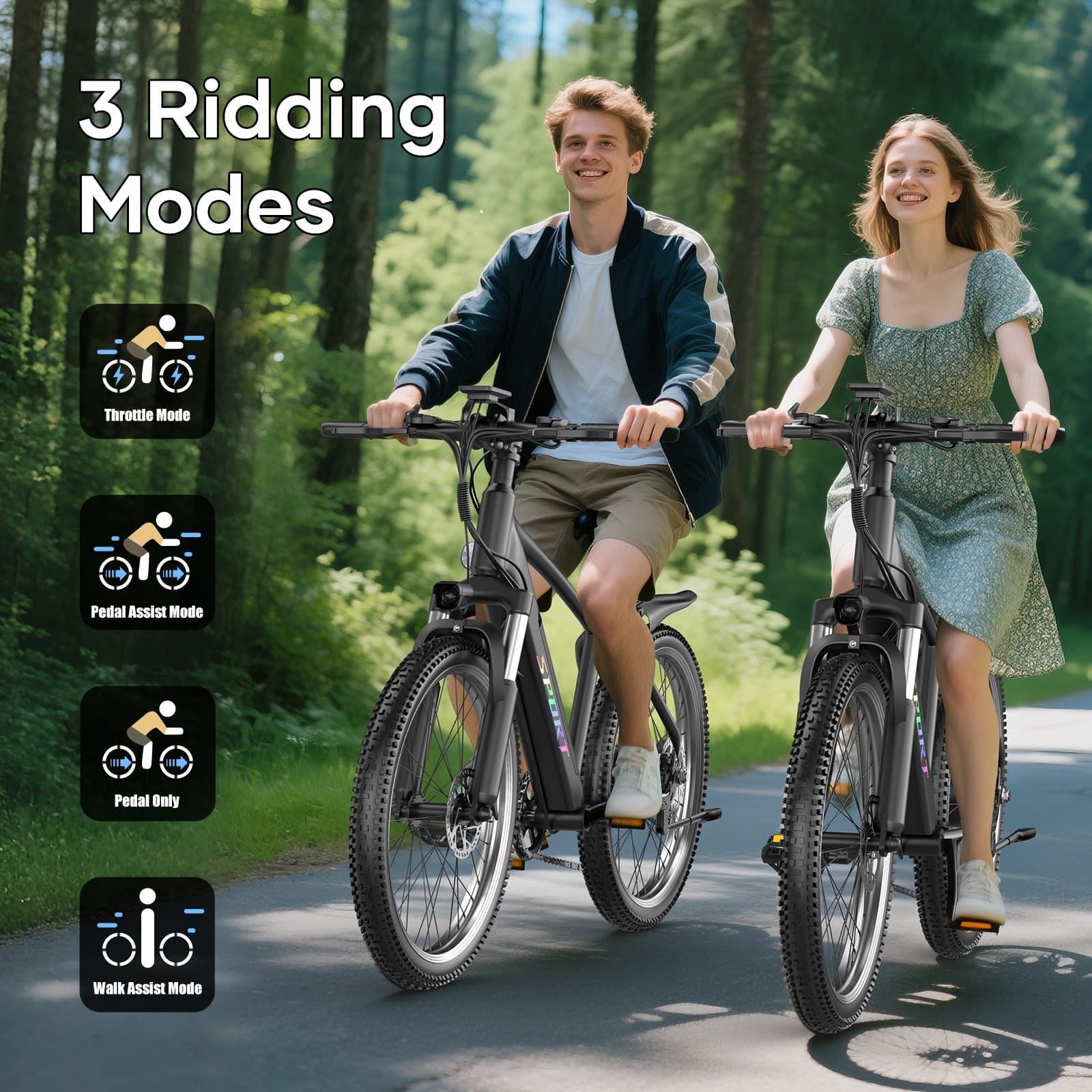 Electric Mountain Bike Peak 1500W 48V 26" City Bike 65 Miles EBikes Adults Teens 3