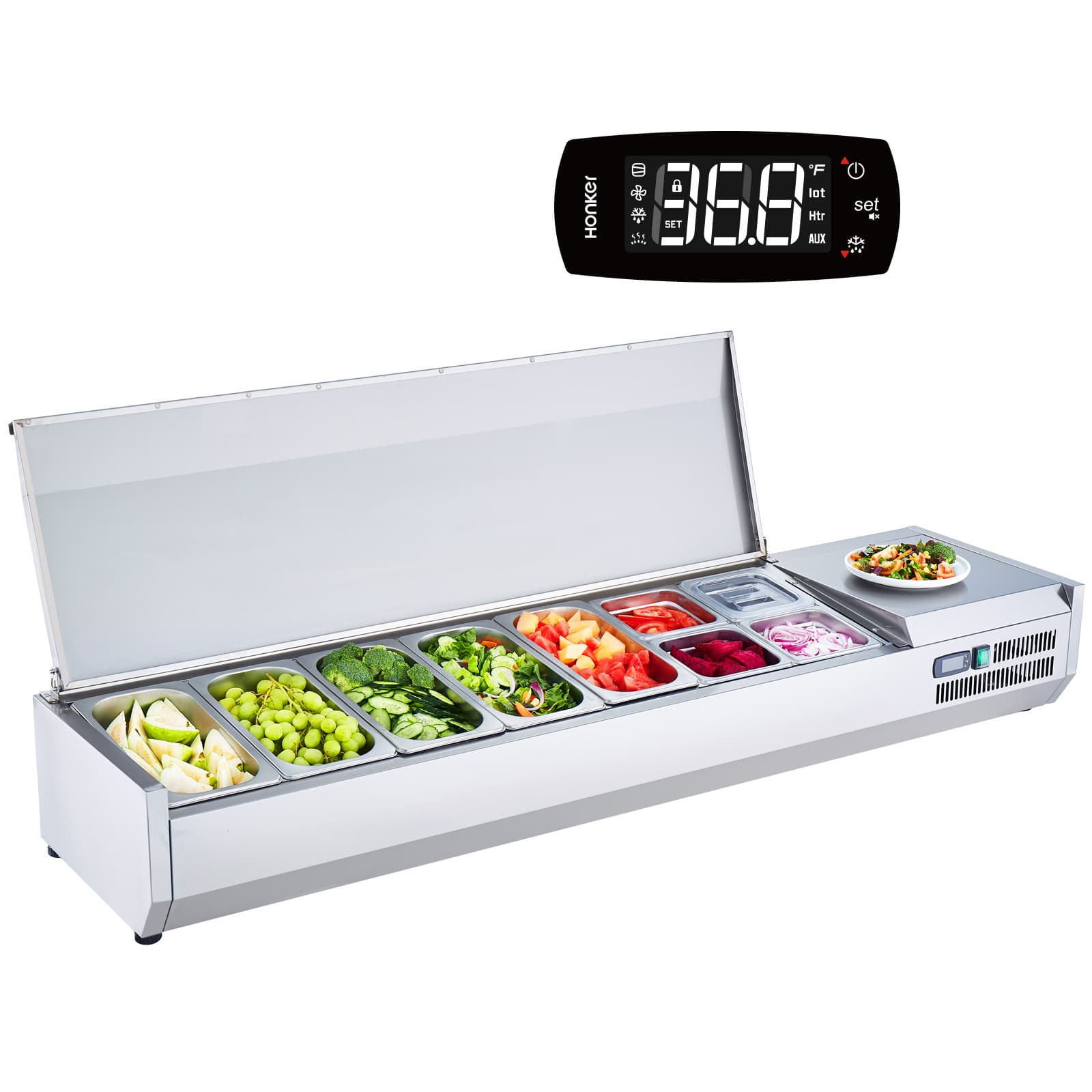 VEVOR Countertop Refrigerated Salad Pizza Prep Station 160 W Stainless Guard ETL