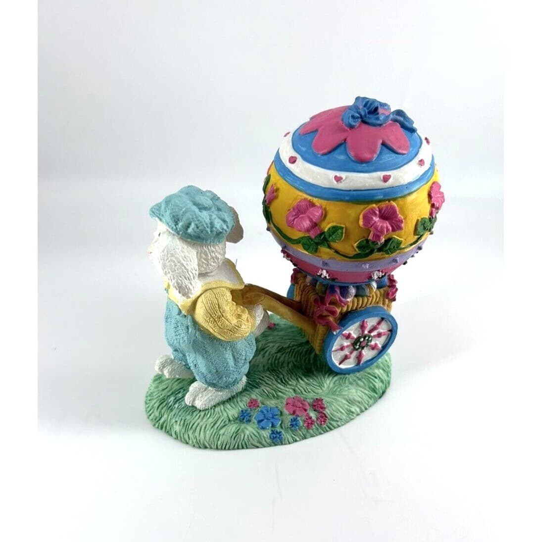 Clover Hill Julies Journey Hand Painted Figurine Easter Bunny with Cart 5" 3