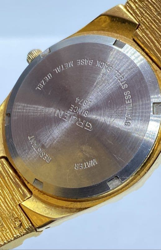 Gruen Diamond 32mm Precision Quartz Nugget Style Gold Tone Unisex Watch 62.4g 5